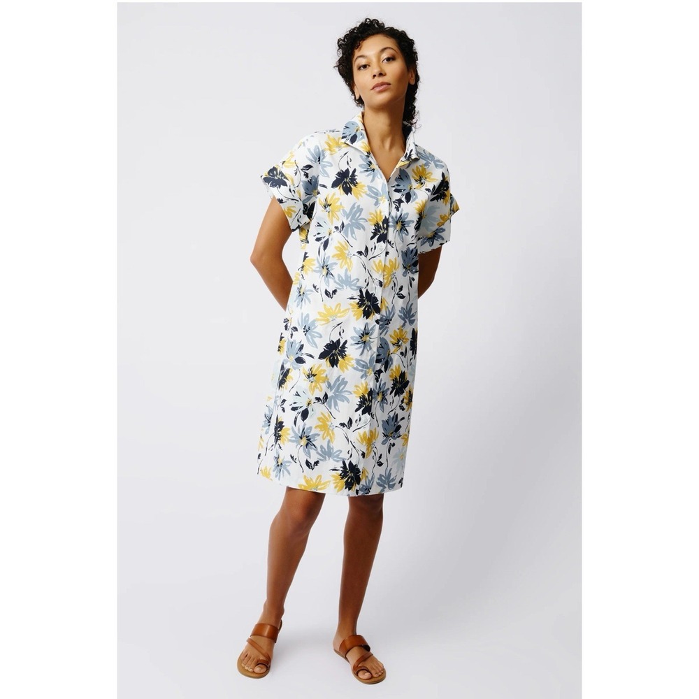 Kal Rieman Short Sleeve Kimono Shirt Dress Floral Button Down Women's M